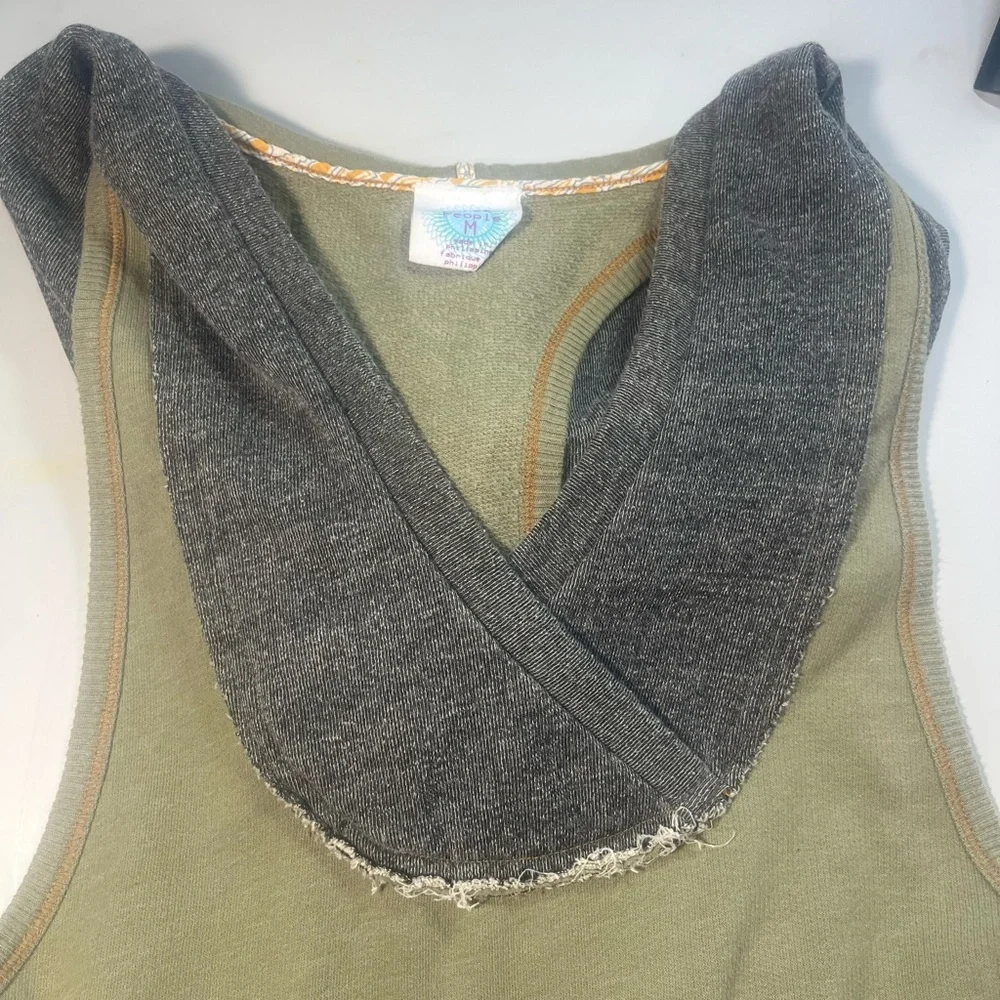 Free People Olive and Charcoal Sleeveless Hoodie - Picture 3 of 8